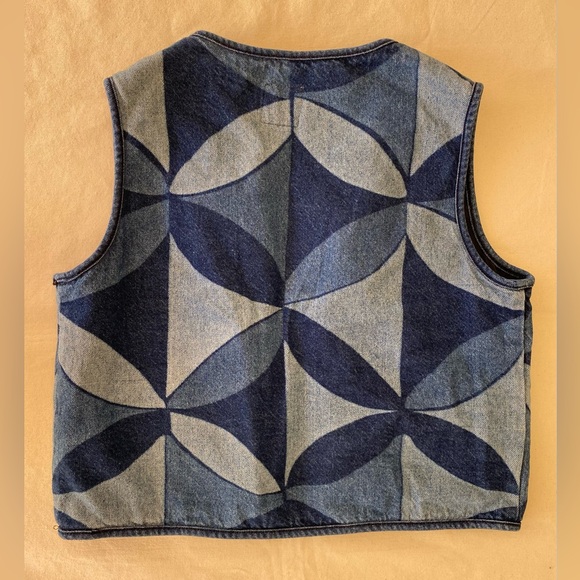 Zara x Sea New York Kids Blue Patterned Vest Dyed Denim Vest Casual Unisex 11-12 - Picture 6 of 6